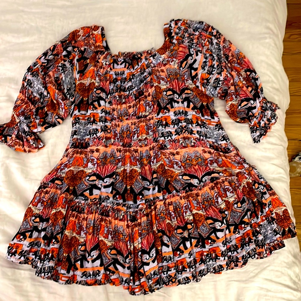 Free People Mini Dress multicolor print size Small
